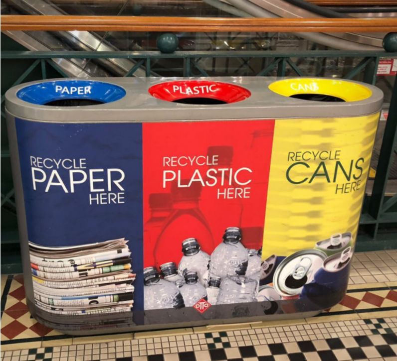 Recycling 3-compartment Bin Paper Plastic Cans customization