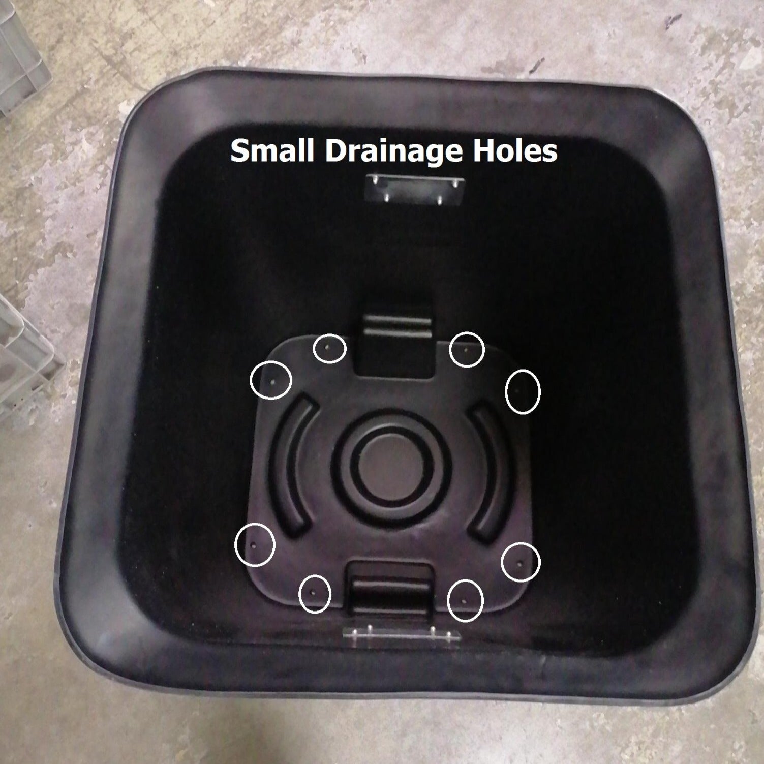 Refuse Chute bin with drainage holes